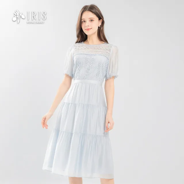 【IRIS 艾莉詩】柔雅蕾絲拼接洋裝-2色(62625)