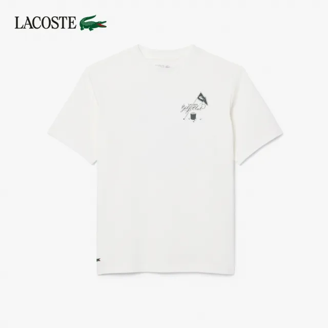【LACOSTE】男款-高爾夫印花速乾短袖T恤(白色)