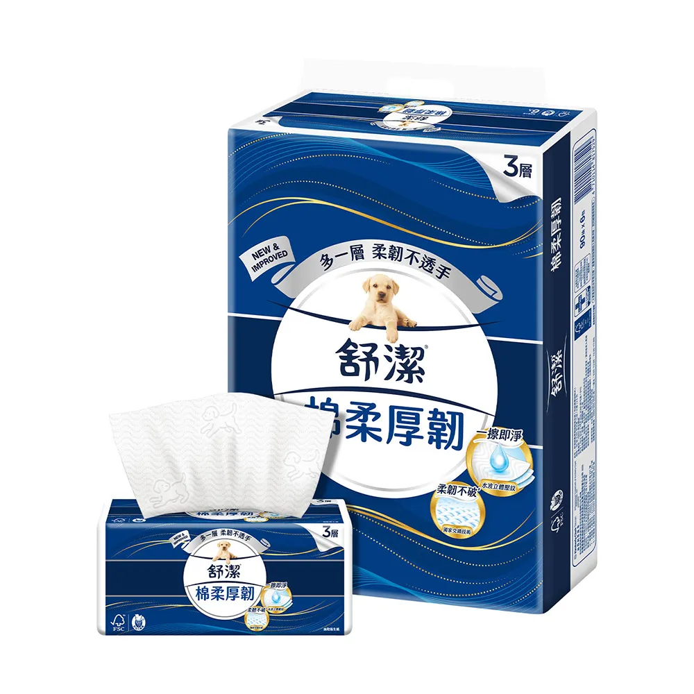 【Kleenex 舒潔】棉柔厚韌三層抽取衛生紙 90抽x48包/箱 箱購(三層衛生紙)