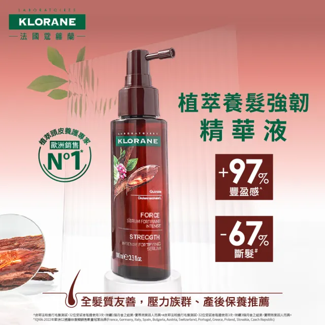 【KLORANE 蔻蘿蘭】官方直營 養髮頭皮精華液100ml升級版*2入組(產後/遺傳/壓力大推薦)