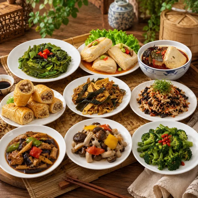 【南門市場老林記】蔬食名菜4道任選 (如意菜/臭豆腐/素茶鵝/海帶扁尖筍/花椰菜/山藥/木耳 功夫素菜)