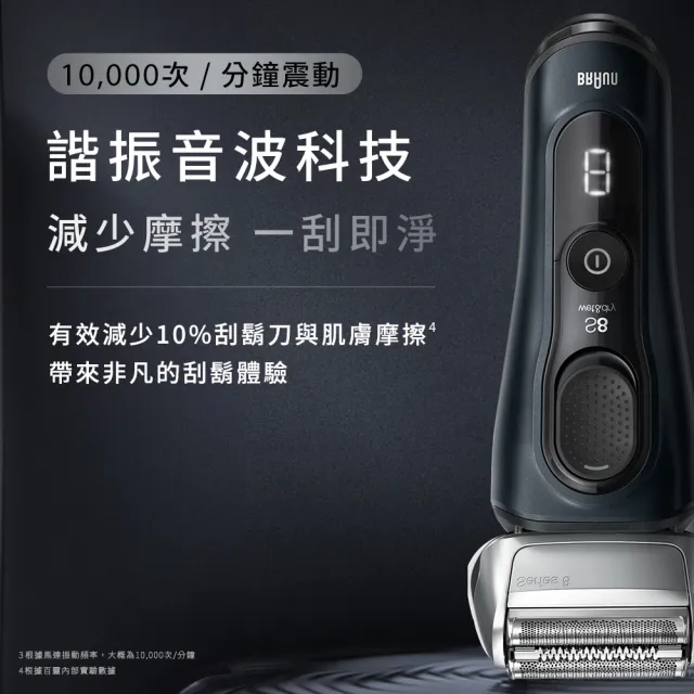 【BRAUN 百靈】8系列PRO 智美音波電動刮鬍刀/電鬍刀 清潔座組 德國製造(8563cc)