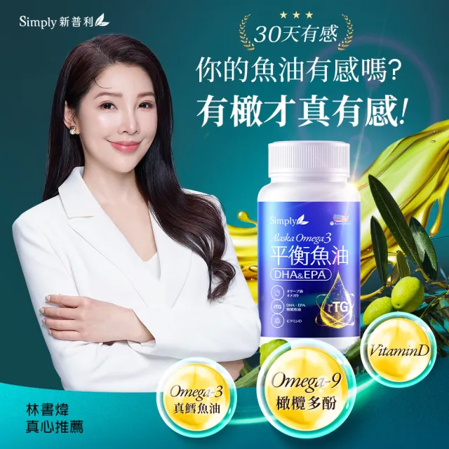 【Simply 新普利】Omega-3平衡魚油60顆 x3盒(林書煒推薦.83%.Omega-9.DHA.EPA.D3)