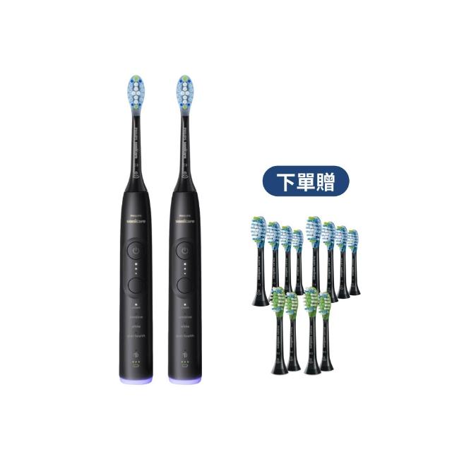 【Philips 飛利浦】momo獨家 HX7421/12 全能亮白音波電動牙刷 2入組-極致黑 (官方直營/momo集資)