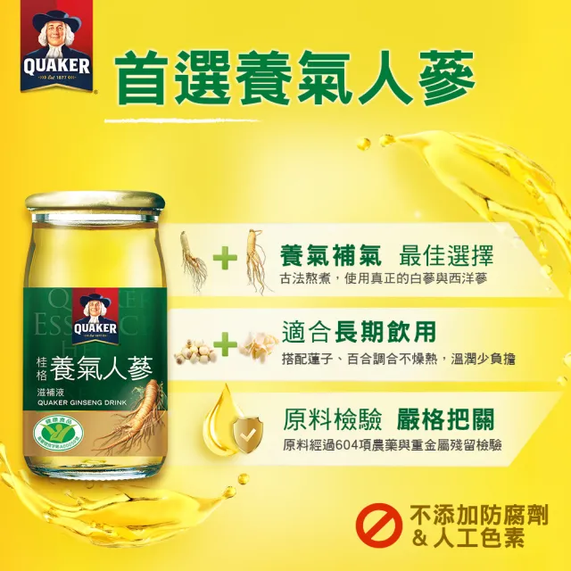 【QUAKER 桂格】無糖養氣人蔘 60mlx36入x2盒(共72入)