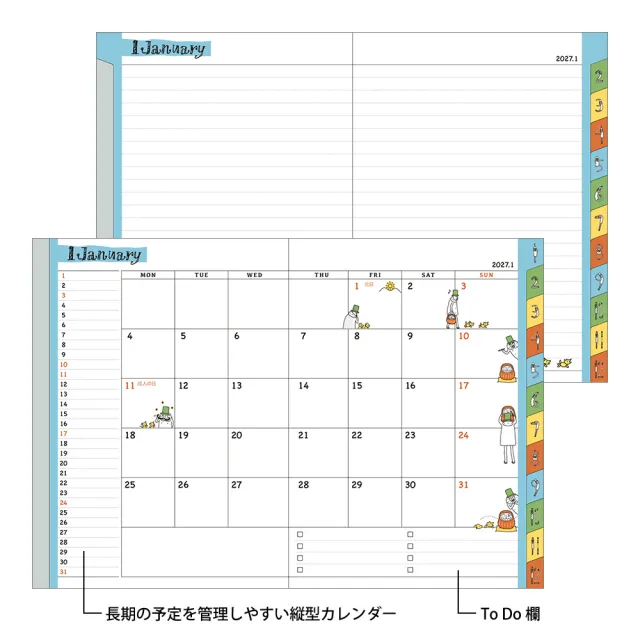 【MIDORI】Pocket Diary 2027手帳(月間A6歐吉桑)