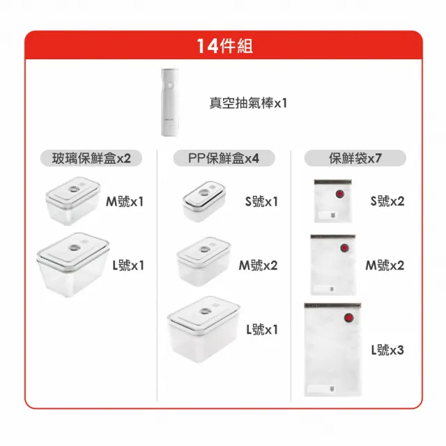 【ZWILLING 德國雙人】FRESH & SAVE真空保鮮萬用全能14件組(德國雙人牌集團官方直營)