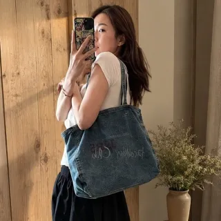 【LEESA】雙11 手提牛仔包\水洗藍包\托特包\大容量包包\肩背包\牛仔包\女生包包\復古包包\送女友\韓