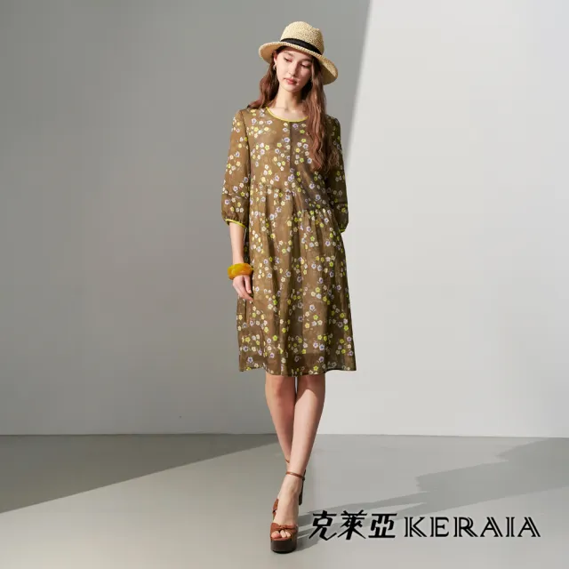 【KERAIA 克萊亞】醇咖漫花絮語印花洋裝