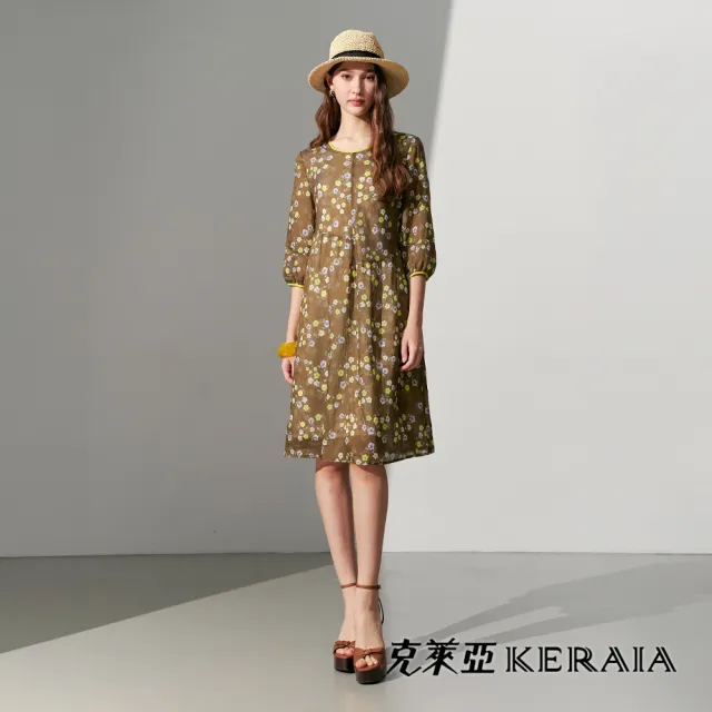 【KERAIA 克萊亞】醇咖漫花絮語印花洋裝