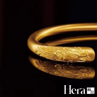 【HERA 赫拉】龍躍鳳鳴古法沙金手鐲 H115083106(沙金 點鑽 麥穗葉 花卉 手環)