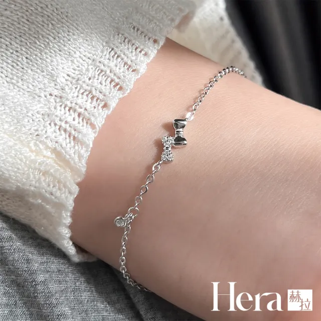 【HERA 赫拉】S925鍍14K微鑲鑽俏皮蝴蝶結手鍊 H115083104(S925 鍍14K 微鑲鑽 蝴蝶結 手鍊)