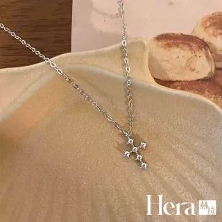 【HERA 赫拉】S925鍍14K金微鑲鑽十字架項鍊 H115083102(S925 鍍14K金 微鑲鑽十字架 項鍊)