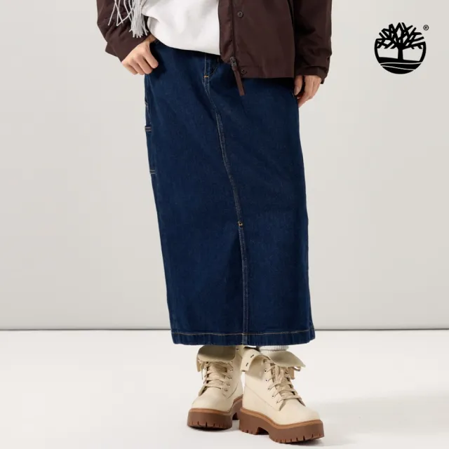 【Timberland】女款藍色天絲™牛仔長裙(0YH5AH87)