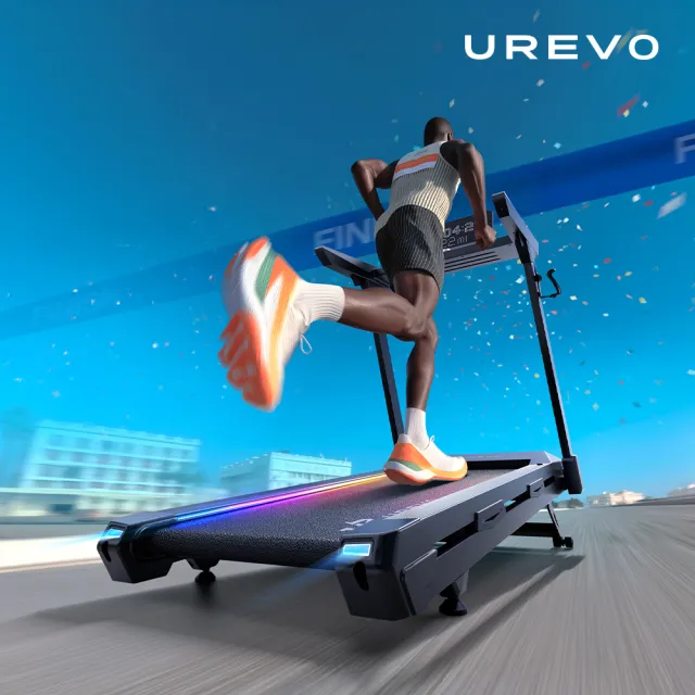 【UREVO】URTM044 CyberMega Smart 大字幕馬拉松跑步機 (摺疊跑步機/健走機/超慢跑/走路機/長距訓練/爬坡)