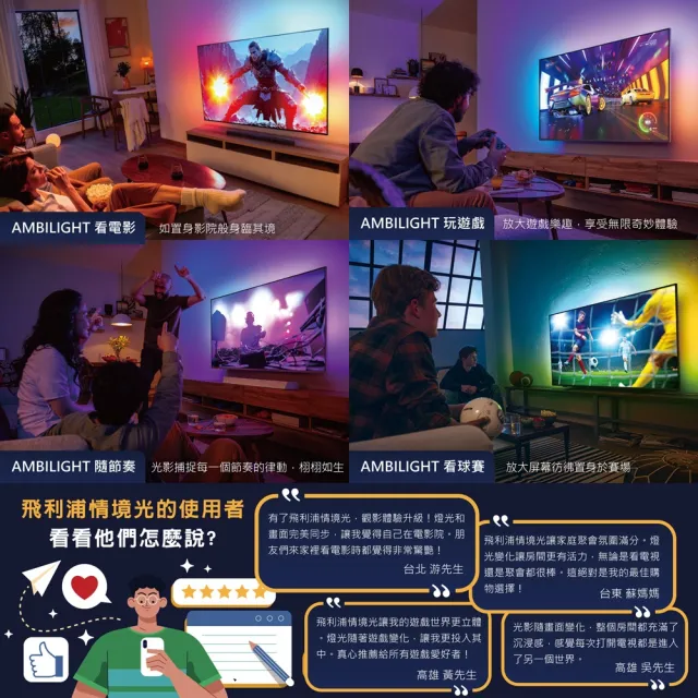 【Philips 飛利浦】55型 4K 120hz Google TV 智慧聯網液晶顯示器 (55PUH8808)
