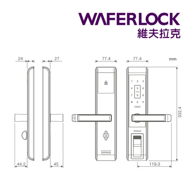 【WAFERLOCK 維夫拉克】L376三合一智慧電子鎖/電子門鎖(卡片+密碼+鑰匙-含原廠標準安裝)