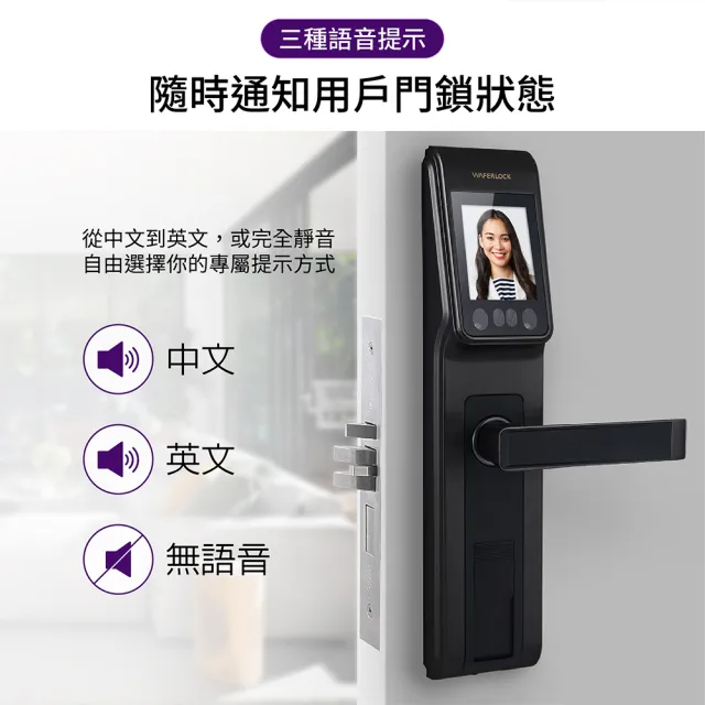 【WAFERLOCK 維夫拉克】L600 3D人臉辨識智慧電子鎖(人臉辨識+藍牙近端APP+卡片+密碼+鑰匙)