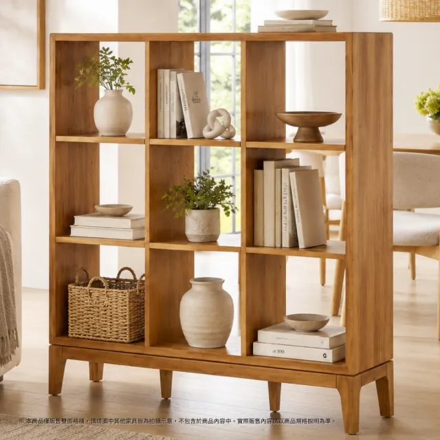 【Mahogany 瑪荷尼家具】新品上市☆全原木 桃花心木 金碧雙面格櫃(120)(9格櫃)(櫥櫃、書櫃、展示櫃)