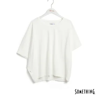 【SOMETHING】女裝 不對稱造型短袖T恤(白色)