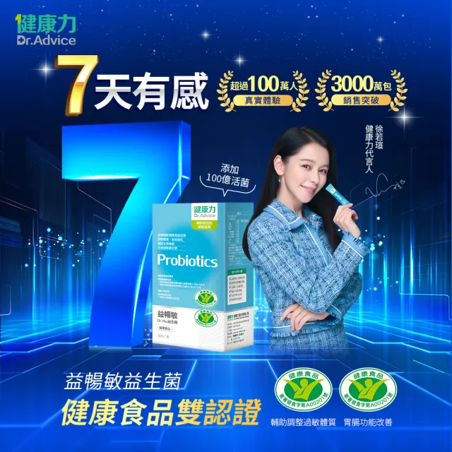 【Dr.Advice 健康力】益暢敏粉末益生菌30包x3盒 贈QQ凍14入 徐若瑄代言(過敏 胃腸功能 健康雙認證 兒童)