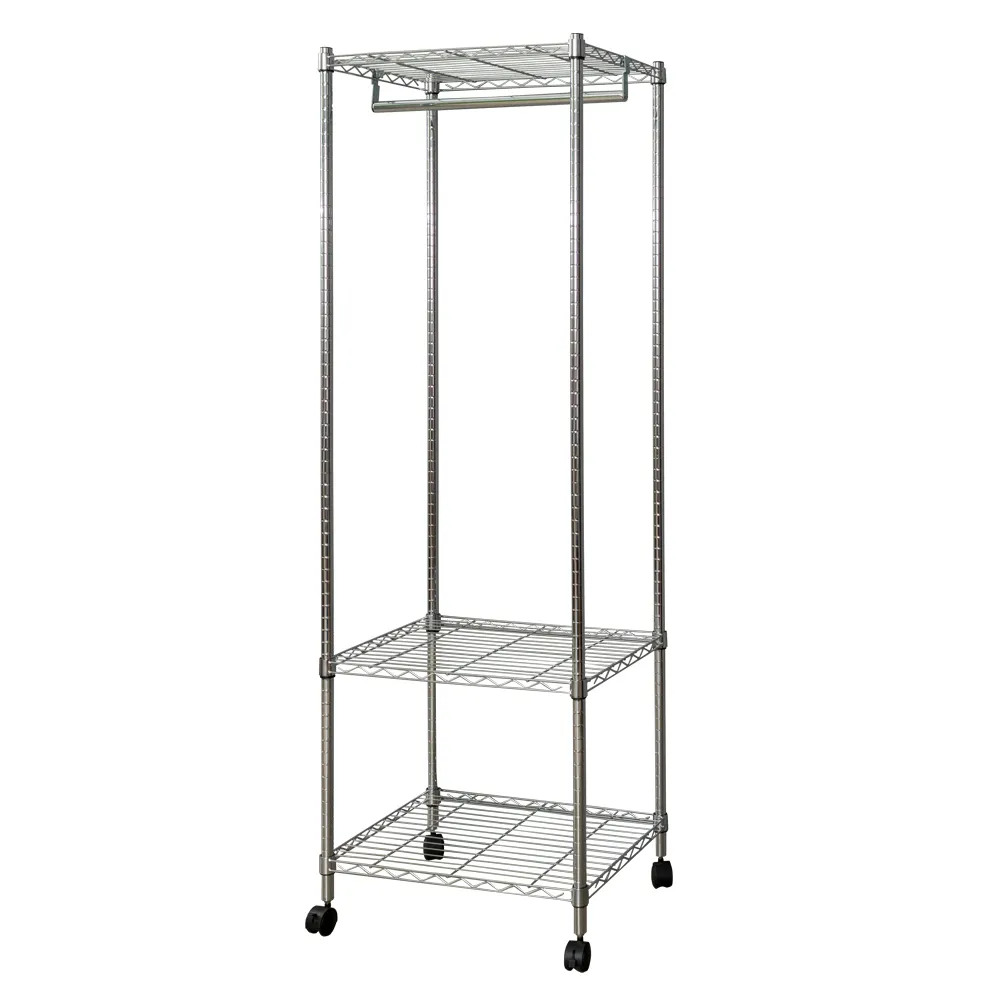 【dayneeds 日需百備】輕型 60x45x180cm 電鍍（插管）三層單桿衣櫥(附輪衣櫥/掛衣架/收納架/層架/鐵架)