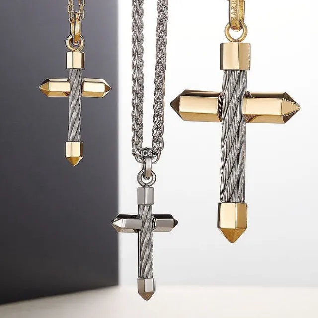 【CHARRIOL 夏利豪】熱賣 Necklace Celtic Cross 十字架項鍊-大銀款 加多好禮 C6(08-101-1282-3)