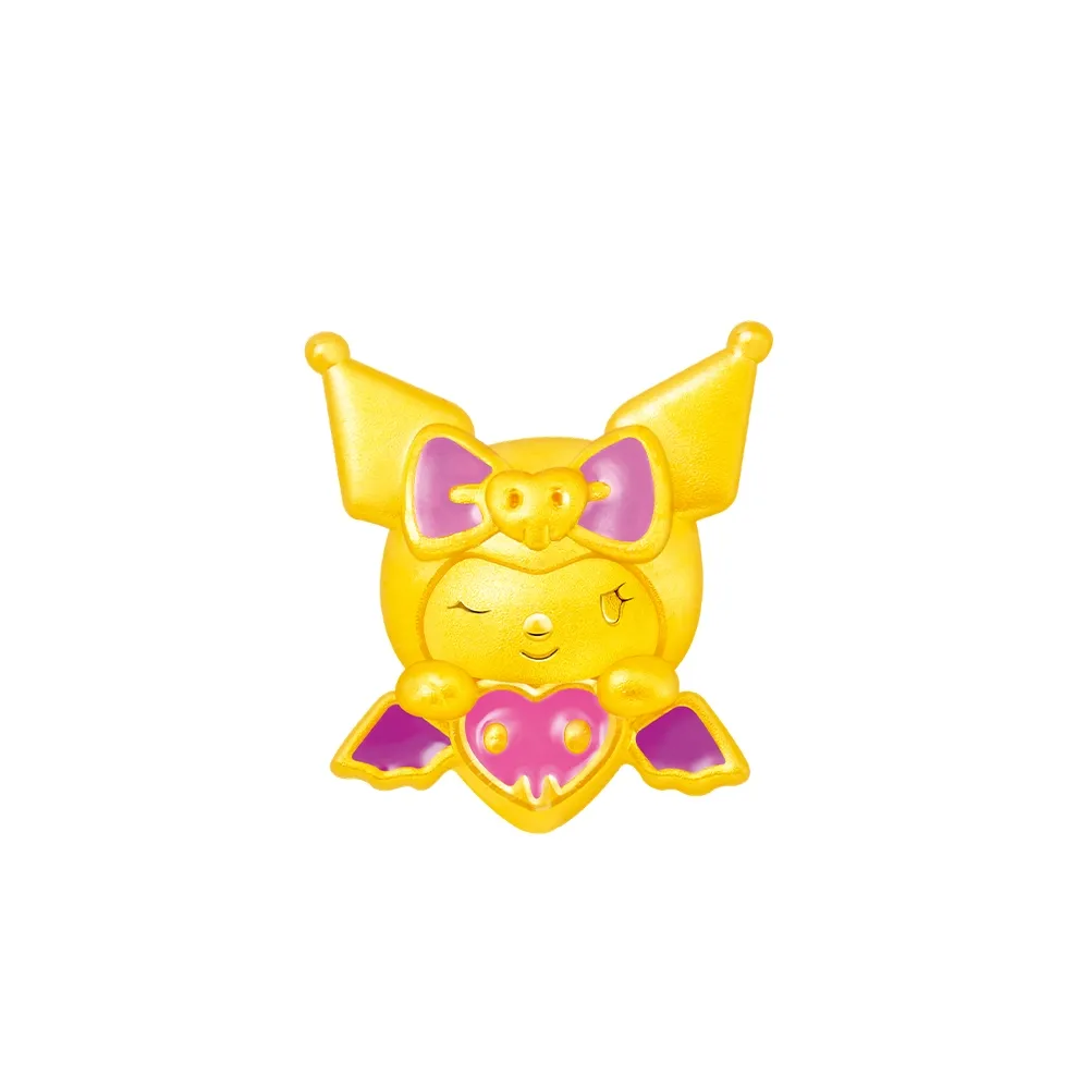 【Just Gold 鎮金店】三麗鷗 酷洛米 Kuromi 天使與惡魔-愛心Kuromi 黃金串珠