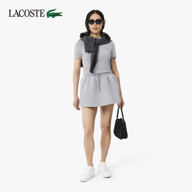【LACOSTE】女款-緊身彈性棉短袖Polo衫(灰色)