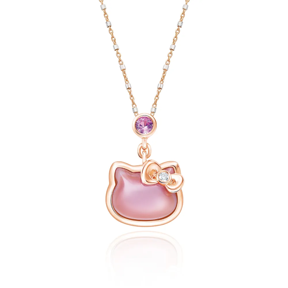 【Just Diamond】鎮金店 18K玫瑰金 三麗鷗 甜粉萌魅-Kitty 鑽石吊墜(不含鍊)