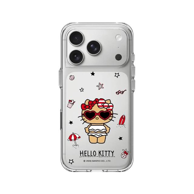 【RHINOSHIELD 犀牛盾】iPhone 14/15/16/17系列 Clear 抗黃化透明防摔手機殼/愛心墨鏡(Hello Kitty)