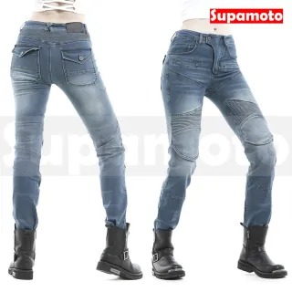 【Supamoto】防摔護具牛仔褲(防摔褲/刷色/護具/護膝護腿/彈性防護)