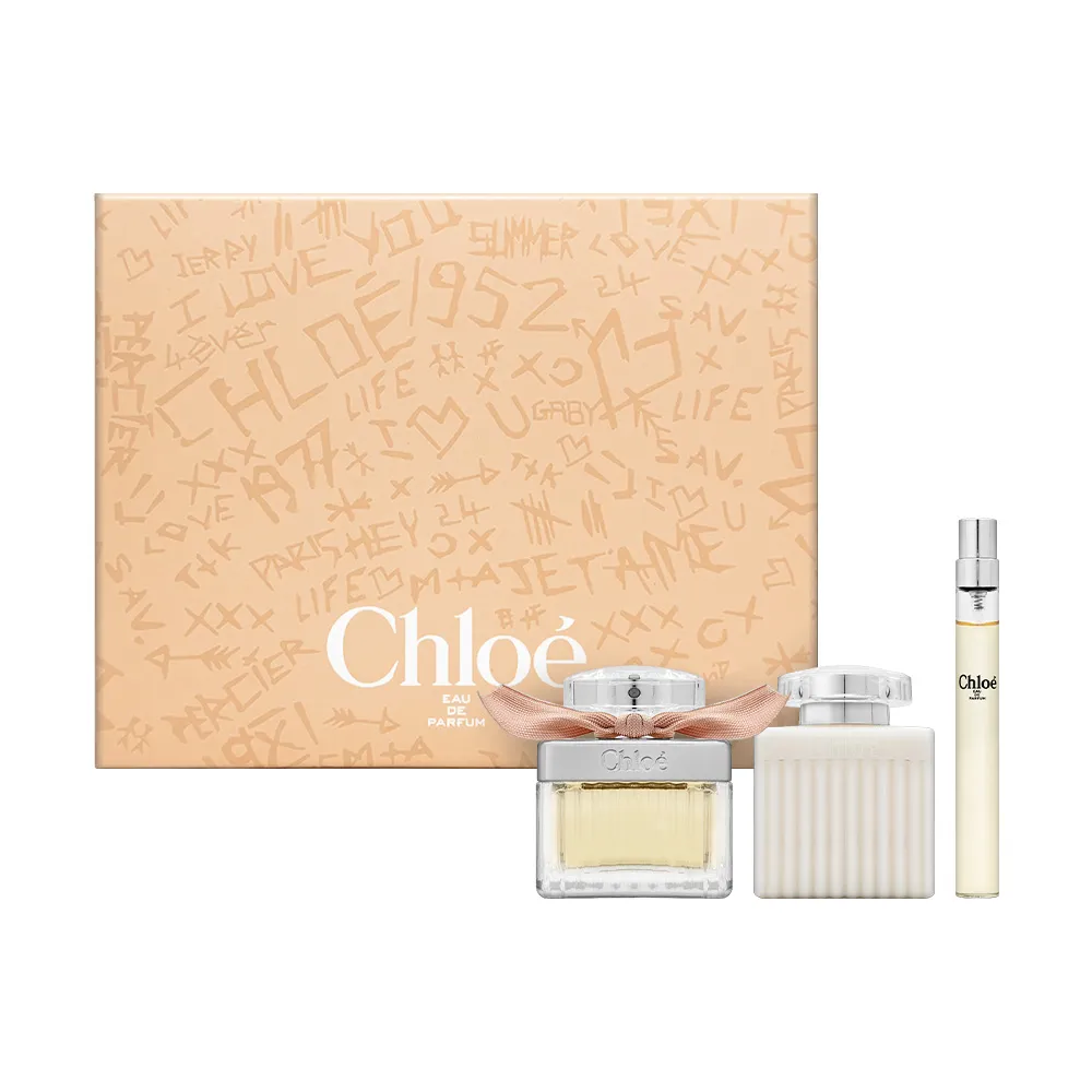 【Chloe’ 蔻依】同名女性香氛禮盒三件組 (淡香精50ml+10ml+身體乳100ml)