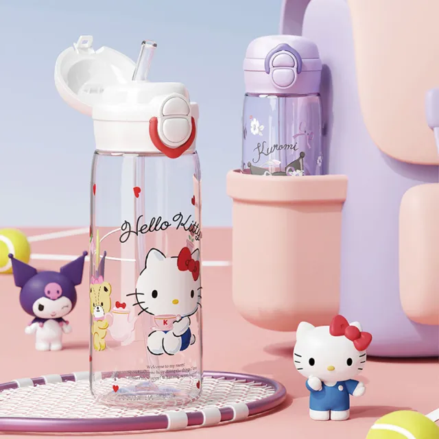 【SANRIO 三麗鷗】三麗鷗家族Tritan直飲吸管雙飲太空杯水壺500ml不含雙酚A(酷洛米/大耳狗/美樂蒂/凱蒂貓)