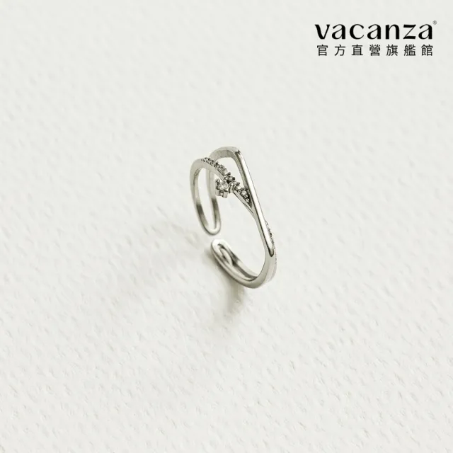 【vacanza】925純銀飾品｜交錯小鑽 純銀戒指 (抗過敏 情人節禮物 生日禮物)