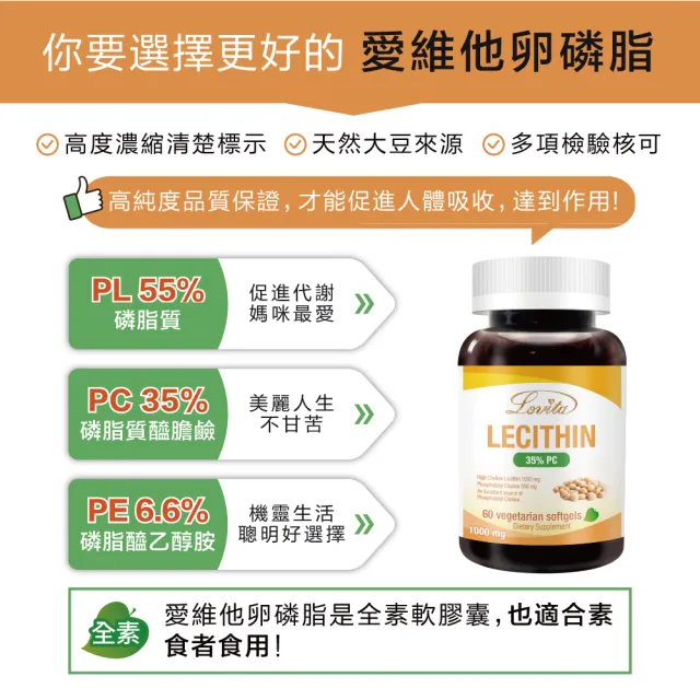 【LOVITA 愛維他】大豆卵磷脂素食軟膠囊 3入組(共180顆)