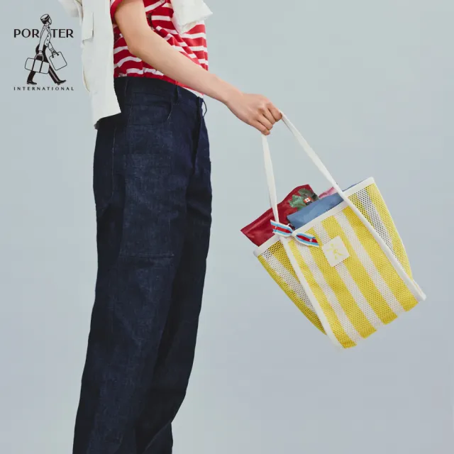 【PORTER INTERNATIONAL】輕盈結構AERO手提包-M(黃)