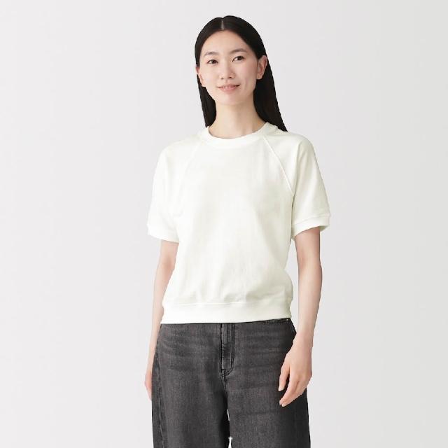 【MUJI 無印良品】女輕量裏毛圓領短袖T恤(柔白/灰色/黑色/深藍)