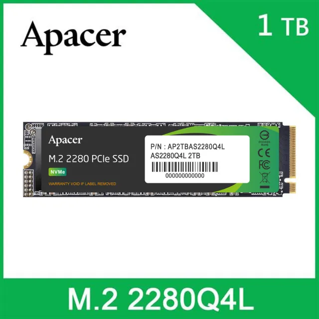 SSD+RAM組合★【Apacer宇瞻】DDR5 5600 16GB 桌上型記憶體+1TB SSD固態硬碟(讀3600MB/s 寫3000MB/s)
