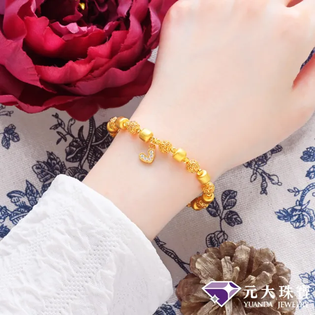 【元大珠寶】黃金手鍊9999心愛微鑲晶鑽(1.65錢正負5厘)