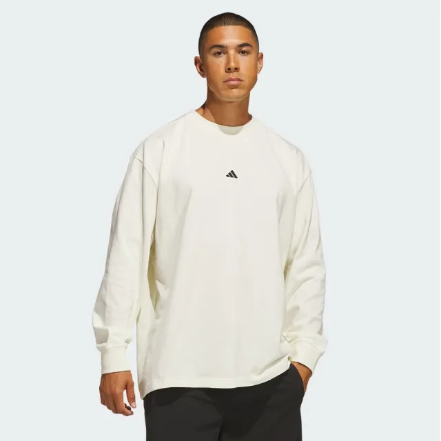 【adidas 愛迪達】LS TEE 白色 男女款 長袖T 寬版 穿搭 寬鬆 薄長袖 KR2099
