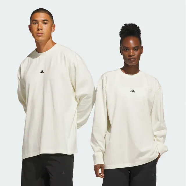 【adidas 愛迪達】LS TEE 白色 男女款 長袖T 寬版 穿搭 寬鬆 薄長袖 KR2099