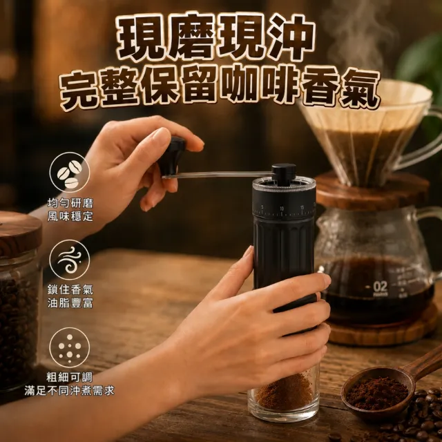 【creative Home】手沖咖啡三件組 手搖磨豆機+細口手沖壺+304不鏽鋼濾杯 精品咖啡手沖組 禮盒組