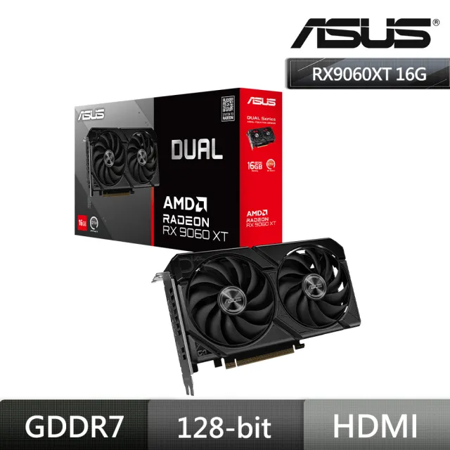 【ASUS 華碩】DUAL-RX9060XT-16G 顯示卡+保銳 星彩蝠 SquA RGB ARGB 12cm風扇 三入