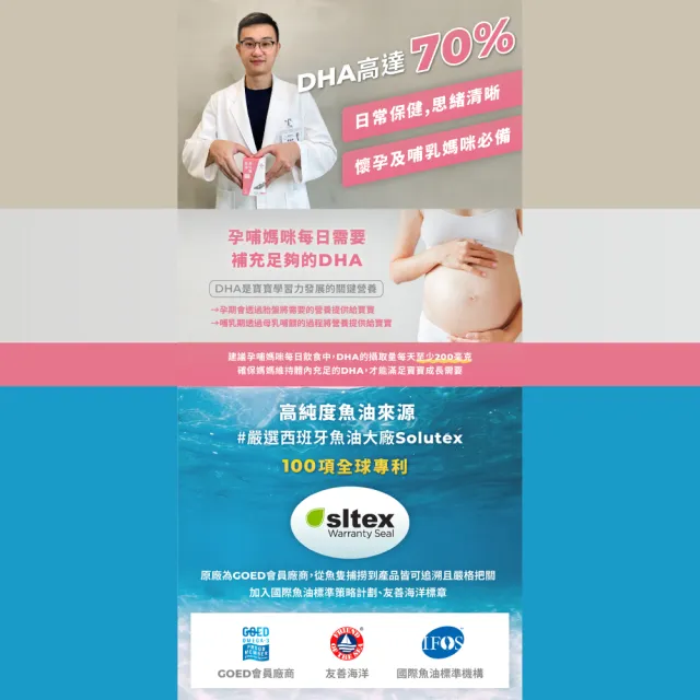 【藥師健生活】DHA70高純度魚油 4盒(90粒/盒 高濃度DHA魚油 孕哺必備 日常保健 思緒清晰 超臨界萃取)