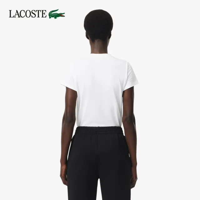 【LACOSTE】女款-有機棉快乾素面短袖T恤(白色)