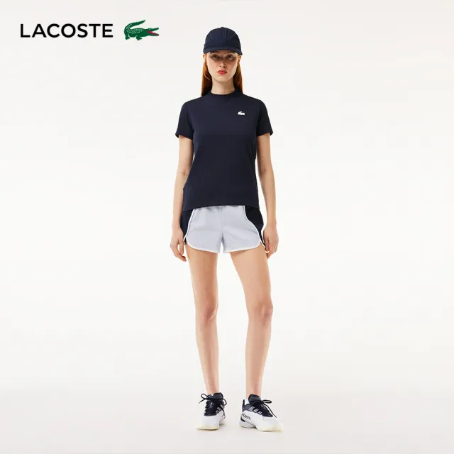 【LACOSTE】女款-有機棉快乾素面短袖T恤(海軍藍)