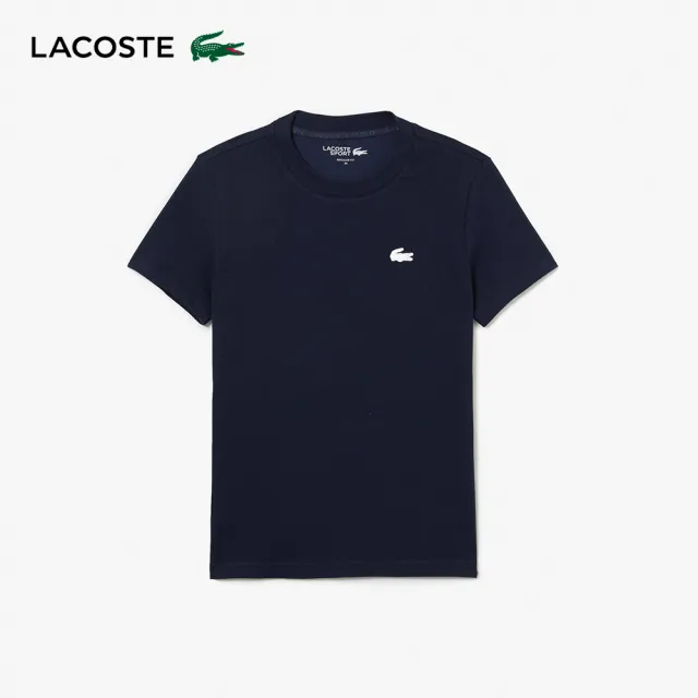 【LACOSTE】女款-有機棉快乾素面短袖T恤(海軍藍)