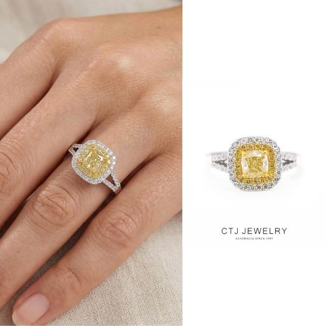 【CTJ】秋日購!50分 Fancy Light Yellow 18K金 天然黃彩鑽 鑽石戒指(鑽石閃耀時刻)