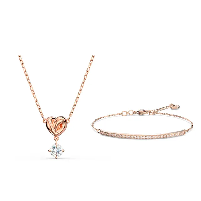 【SWAROVSKI 施華洛世奇】官方直營 momo獨家 心心相印 愛心手鍊/耳環/項鍊1+1組 (七夕禮物/情人節)